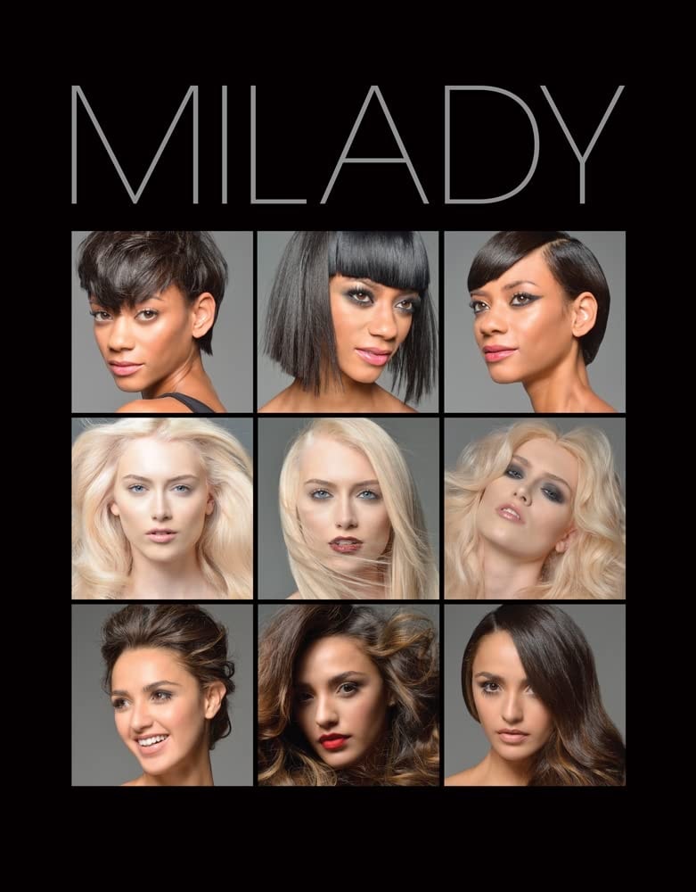 The black Milady Standard Cosmetology textbook